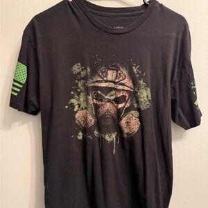 Grunt Style Black T-Shirt with Green Rifle Design